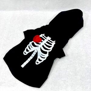 MONKEY DAZE Dog Hoodie - Sparkling Skeletonon with Sequin Heart - Sz L